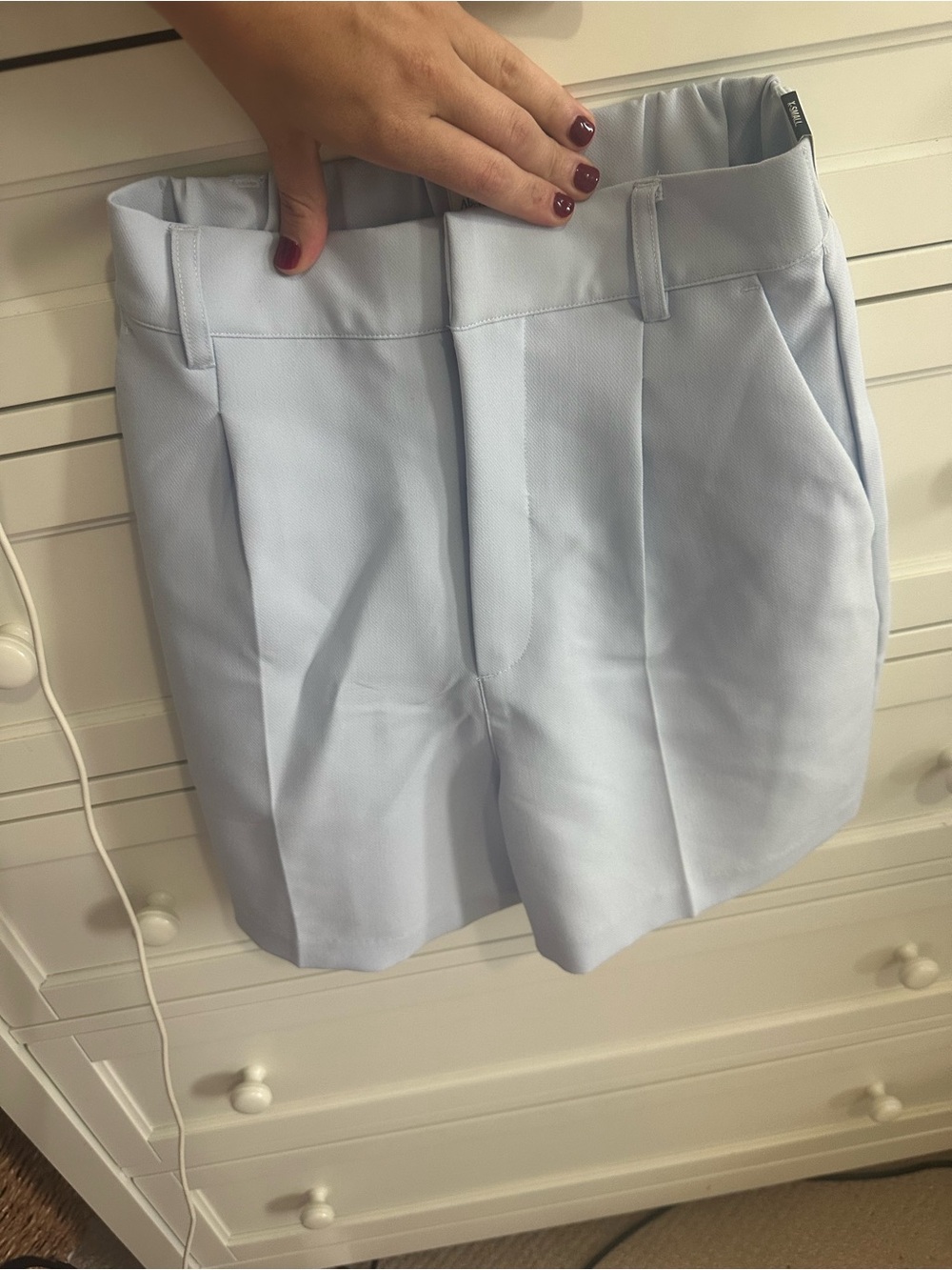 Abercrombie & Fitch Pale Blue High-Waist Pleated Shorts
